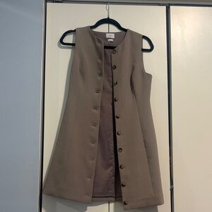 Wilfred Taupe Sleeveless Button-Front Mini Dress